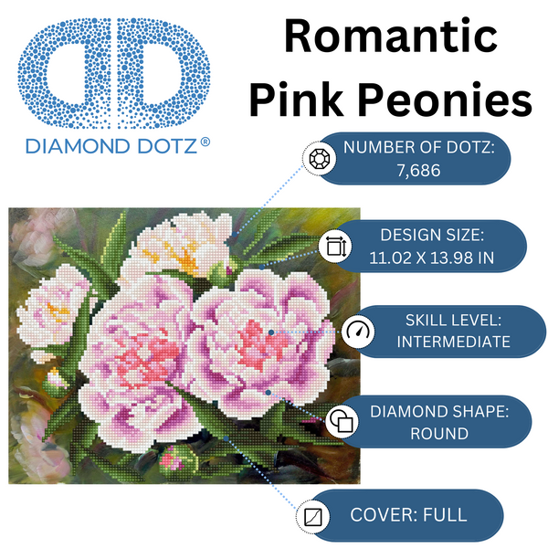 Dotz Diamond Dotz Romantic Pink Peonies - 14.0" X 11.0"