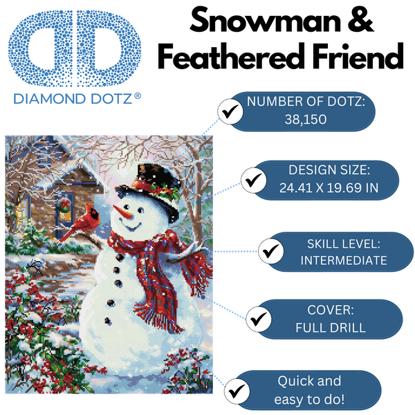 Dotz Diamond Dotz Snowman & Feathered Friend - 19.7" X 24.4"