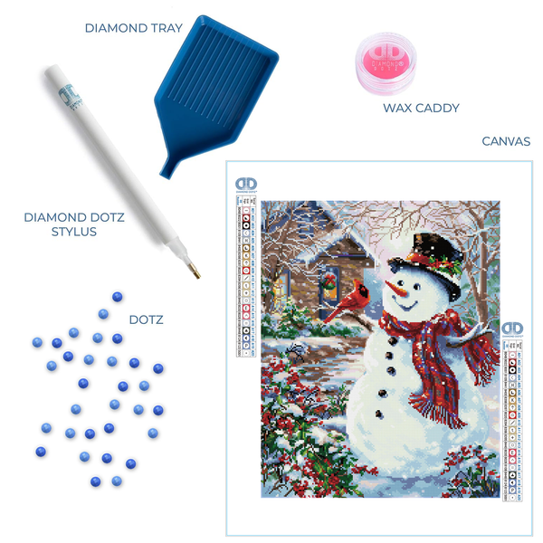 Dotz Diamond Dotz Snowman & Feathered Friend - 19.7" X 24.4"