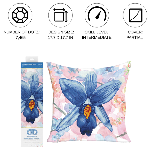 Dotz Diamond Dotz Sparkle Garden Blue Pillow - 17.7" X 17.7"