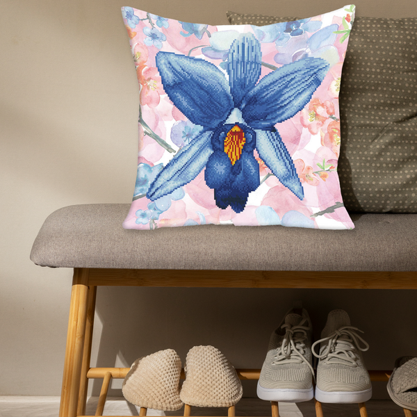 Dotz Diamond Dotz Sparkle Garden Blue Pillow - 17.7" X 17.7"