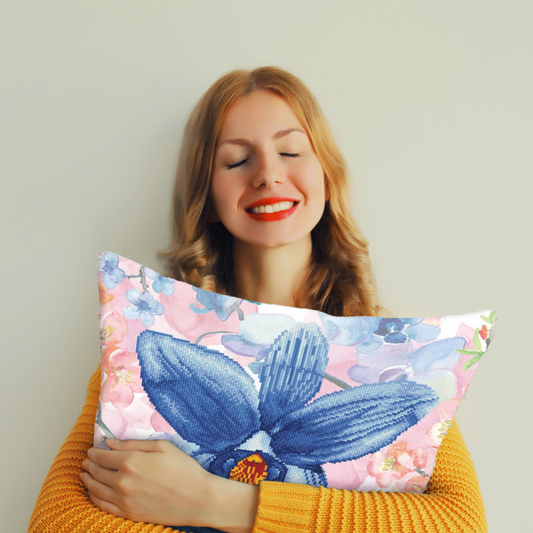 Dotz Diamond Dotz Sparkle Garden Blue Pillow - 17.7" X 17.7"