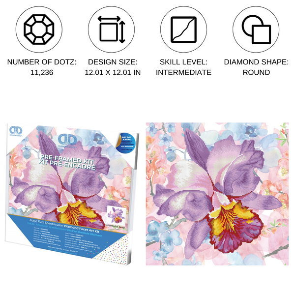 Dotz Diamond Dotz Sparkle Garden Mauve With Frame - 12.0" X 12.0"