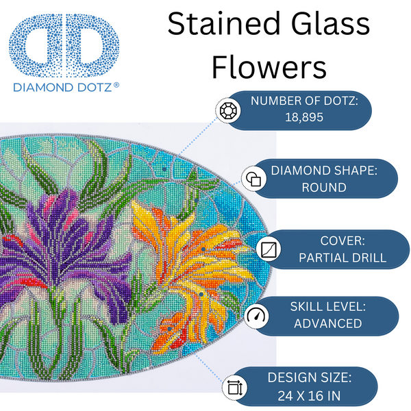 Dotz Diamond Dotz Stained Glass Flowers - 24.0" X 16.0"