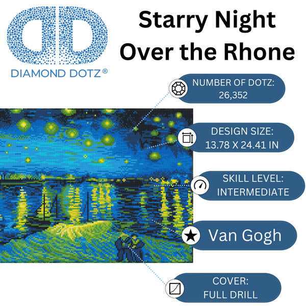 Dotz Diamond Dotz Starry Night Over The Rhone (Van Gogh) - 13.8" X 24.4"