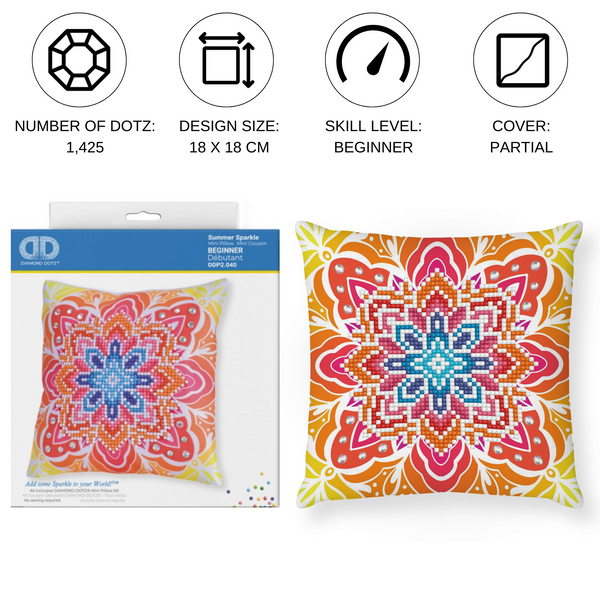 Dotz Diamond Dotz Summer Sparkle Mini Pillow - 7.1" X 7.1"