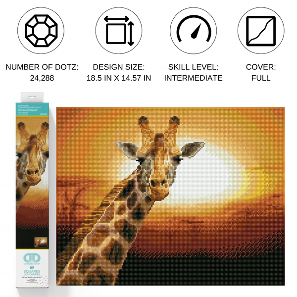 Dotz Diamond Dotz Sunset Giraffe Amboseli National Park Kenya - 18.5" X 14.6"