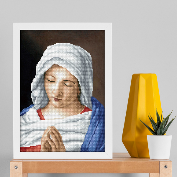 Dotz Diamond Dotz The Virgin In Prayer Apres Giovanni Battista Salvi Da Sassoferrato - 13.8" X 17.7"