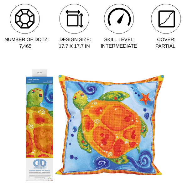 Dotz Diamond Dotz Turtle Journey Pillow - 17.7" X 17.7"