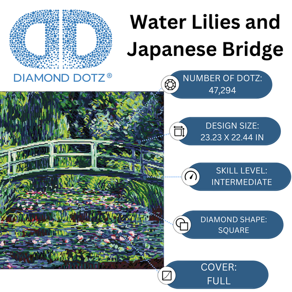 Dotz Diamond Dotz Water Lilies And Japanese Bridge - 23.2" X 22.4"