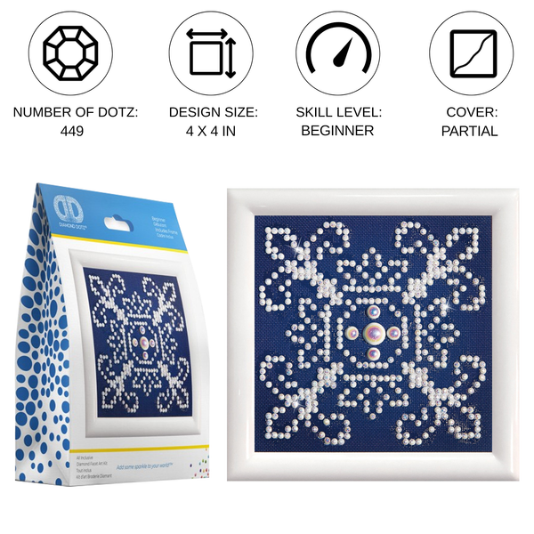 Dotz Diamond Dotz White On Blue With Frame - 4.0" X 4.0"