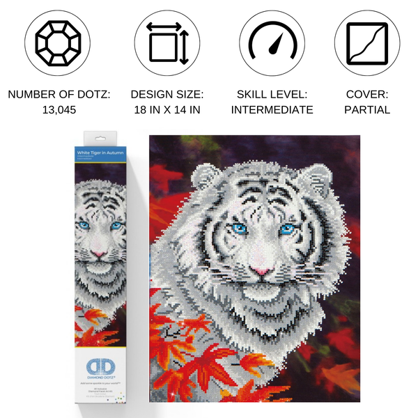 Dotz Diamond Dotz White Tiger In Autumn - 14.0" X 18.0"