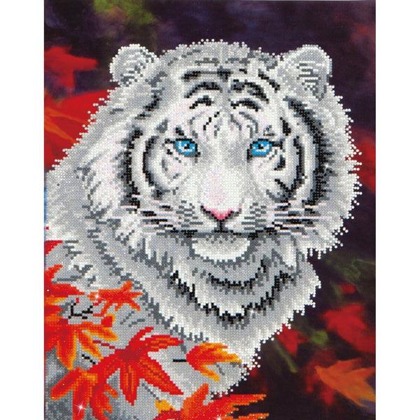 dotz Diamond Dotz White Tiger in Autumn with Frame - 14.0" x 18.0"