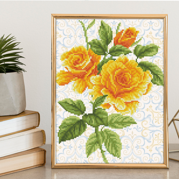 Dotz Diamond Dotz Yellow Rose Bouquet With Frame - 11.0" X 14.2"