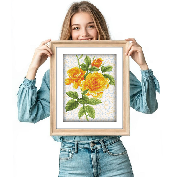 Dotz Diamond Dotz Yellow Rose Bouquet With Frame - 11.0" X 14.2"
