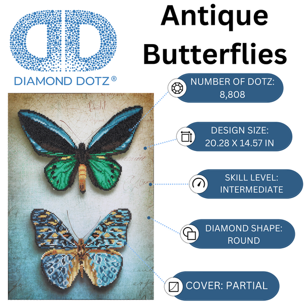 Dotz Diamond Dotz Antique Butterflies - 14.6" X 20.3"
