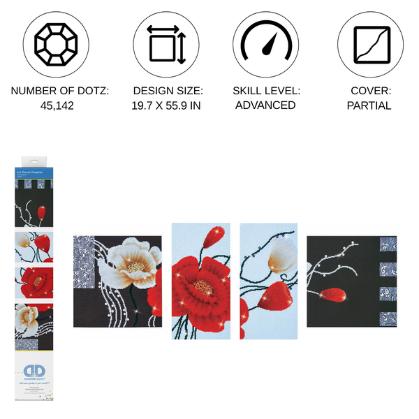 Dotz Diamond Dotz Art Deco Poppies - 55.9" X 19.7"