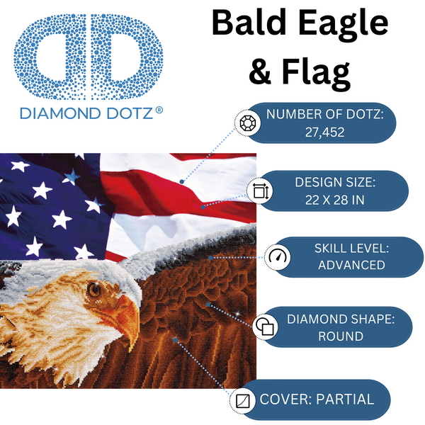 Dotz Diamond Dotz Bald Eagle & Flag - 28.0" X 22.0"