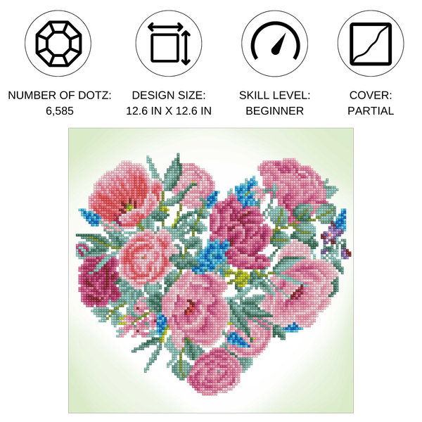 Dotz Diamond Dotz Blossoming Heart - 12.6" X 12.6"