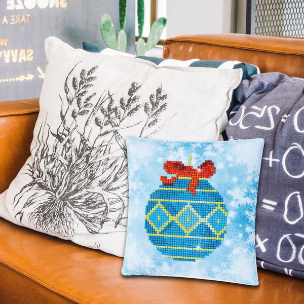 Dotz Diamond Dotz Blue Bauble Pillow - 7.1" X 7.1"