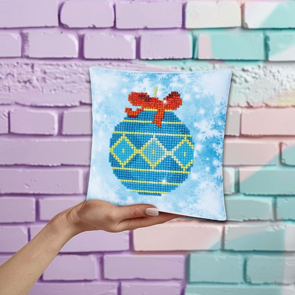 Dotz Diamond Dotz Blue Bauble Pillow - 7.1" X 7.1"