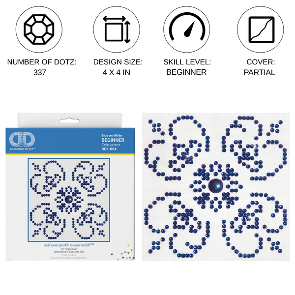 Dotz Diamond Dotz Blue On White - 4.0" X 4.0"