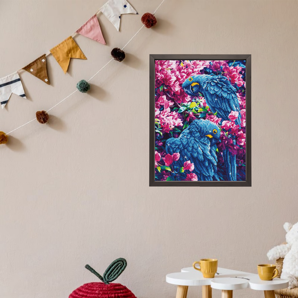 Dotz Diamond Dotz Blue Parrots - 16.5" X 20.5"