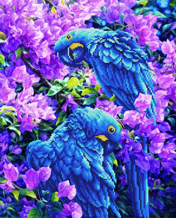 dotz Diamond Dotz Blue Parrots - 16.5" x 20.5"