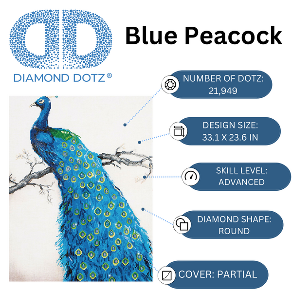 Dotz Diamond Dotz Blue Peacock - 23.6" X 33.1"
