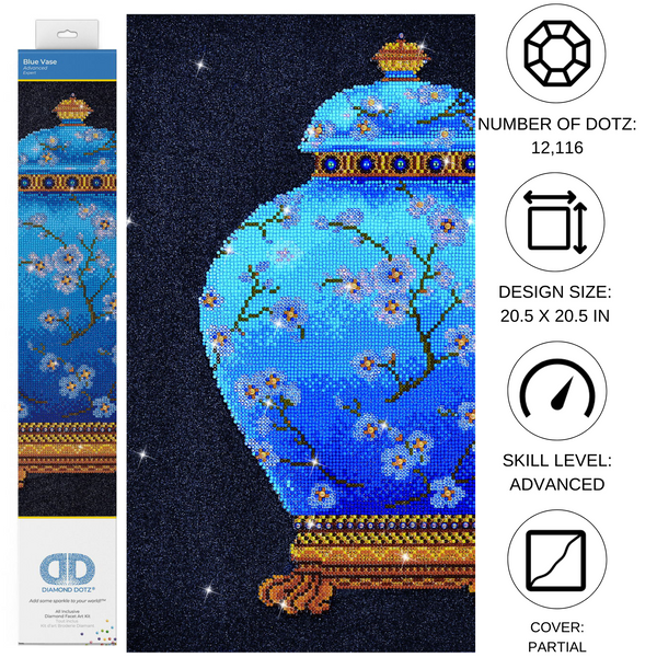 Dotz Diamond Dotz Blue Vase - 20.5" X 20.5"