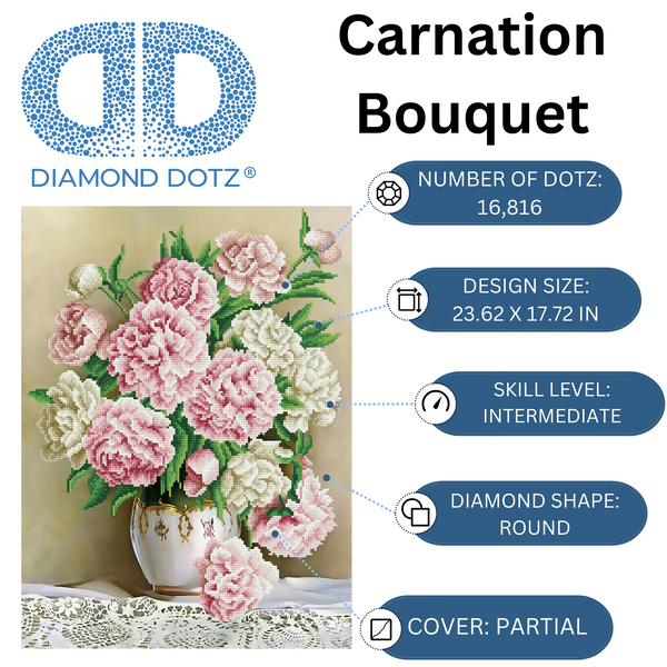 Dotz Diamond Dotz Carnation Bouquet - 17.7" X 23.6"