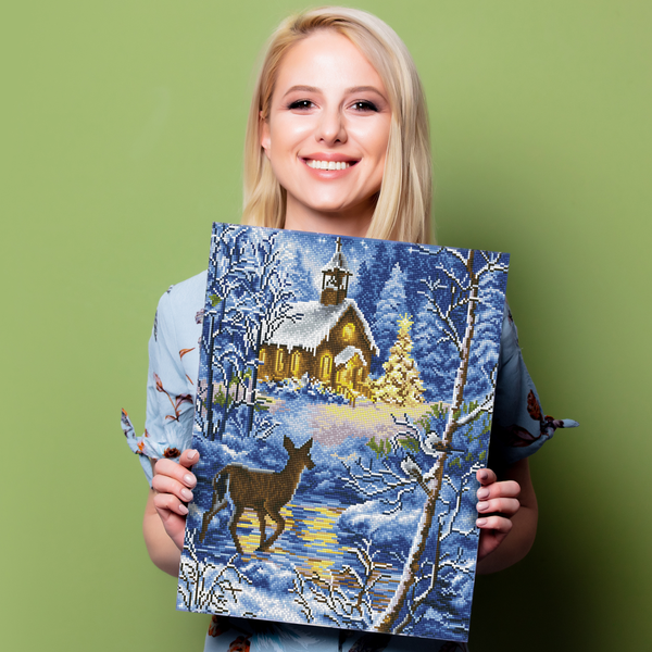 Dotz Diamond Dotz Chapel In The Snow - 16.1" X 20.1"