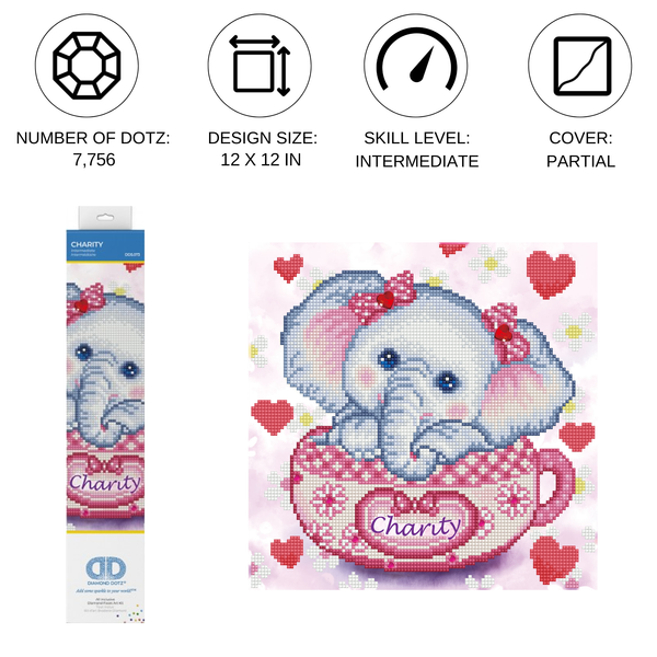 Dotz Diamond Dotz Charity Elephant - 11.8" X 11.8"