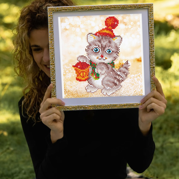 Dotz Diamond Dotz Christmas Kitten Glow - 9.1" X 9.8"