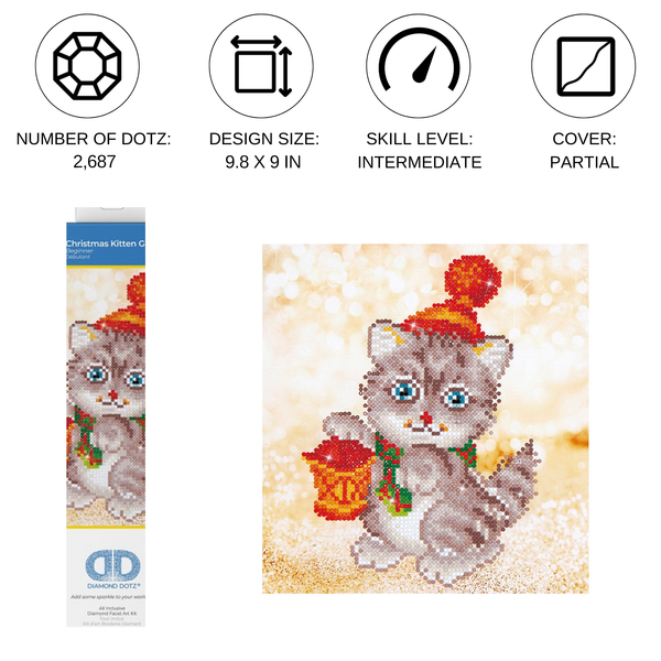 Dotz Diamond Dotz Christmas Kitten Glow - 9.1" X 9.8"