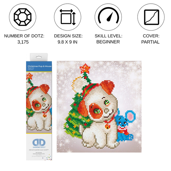 Dotz Diamond Dotz Christmas Pup & Mouse - 9.1" X 9.8"