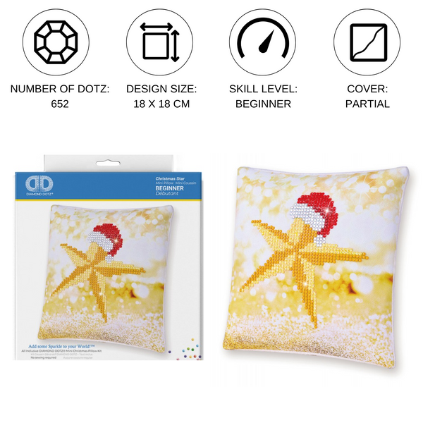 Dotz Diamond Dotz Christmas Star Pillow - 7.1" X 7.1"
