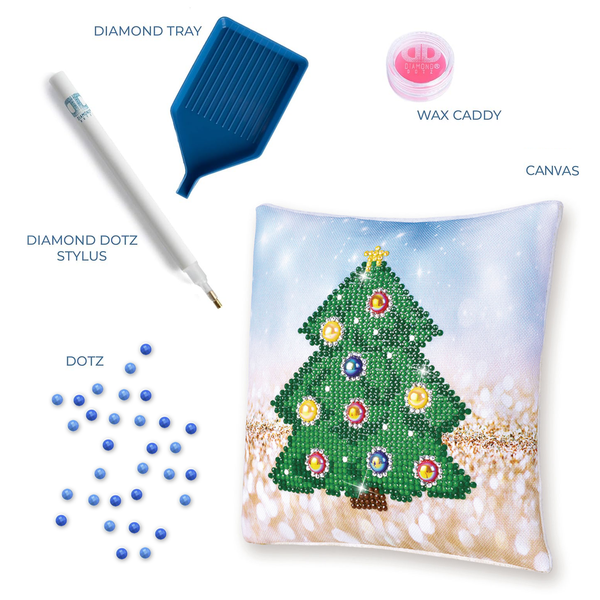 Dotz Diamond Dotz Christmas Tree Pillow - 7.1" X 7.1"