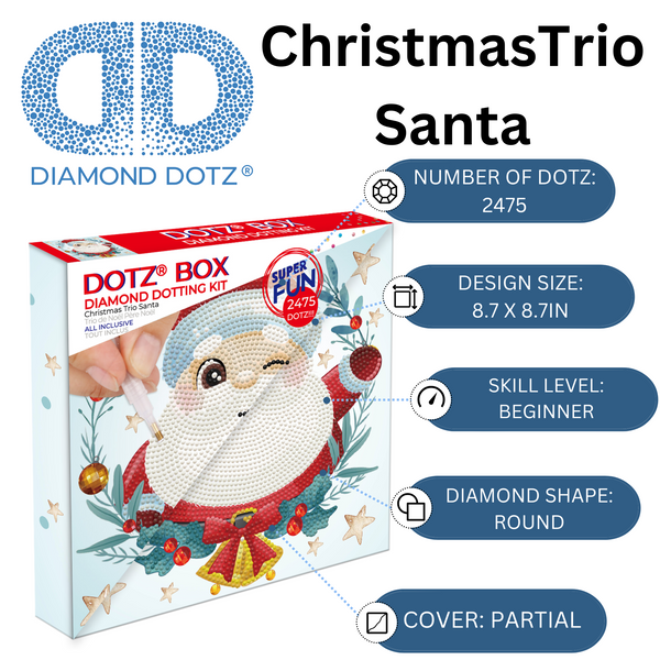 Dotz Diamond Dotz Christmas Trio Santa - 8.7" X 8.7"