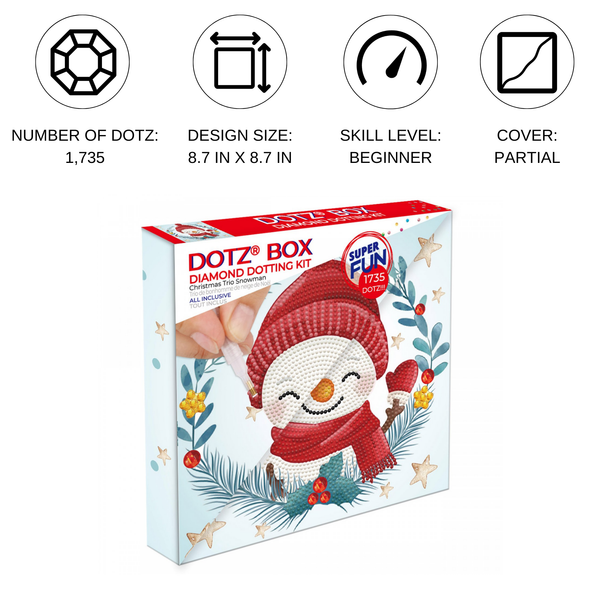 Dotz Diamond Dotz Christmas Trio Snowman - 8.7" X 8.7"
