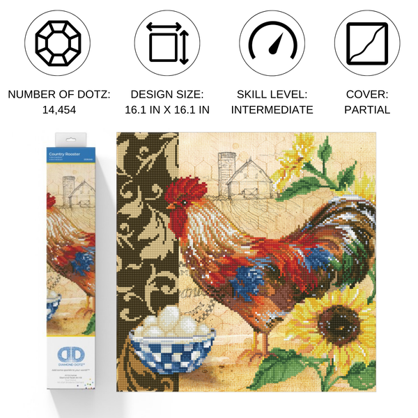 Dotz Diamond Dotz Country Rooster - 16.1" X 16.1"