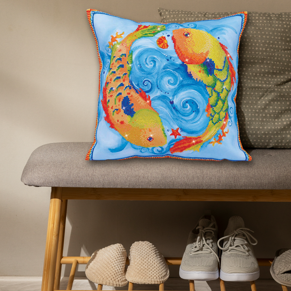 Dotz Diamond Dotz Dancing Fish Pillow - 17.7" X 17.7"