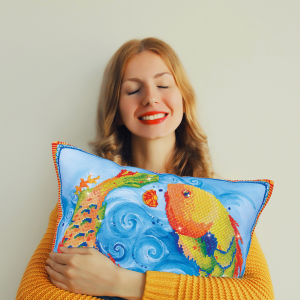 Dotz Diamond Dotz Dancing Fish Pillow - 17.7" X 17.7"