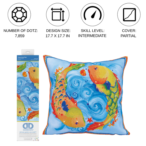Dotz Diamond Dotz Dancing Fish Pillow - 17.7" X 17.7"