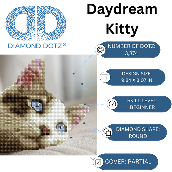 Dotz Diamond Dotz Daydream Kitty - 9.8" X 8.1"