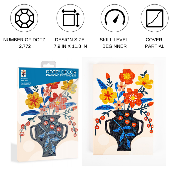 Dotz Diamond Dotz Decor Blue Vase - 7.9" X 11.8"
