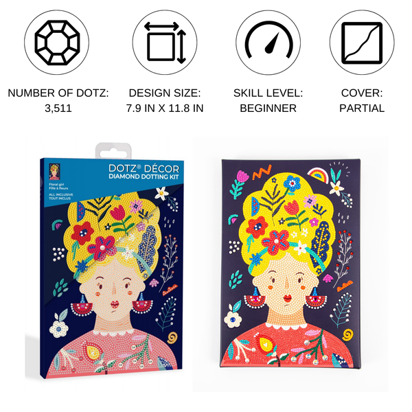 Dotz Diamond Dotz Decor Floral Girl - 7.9" X 11.8"