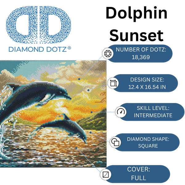 Dotz Diamond Dotz Dolphin Sunset - 16.5" X 12.4"