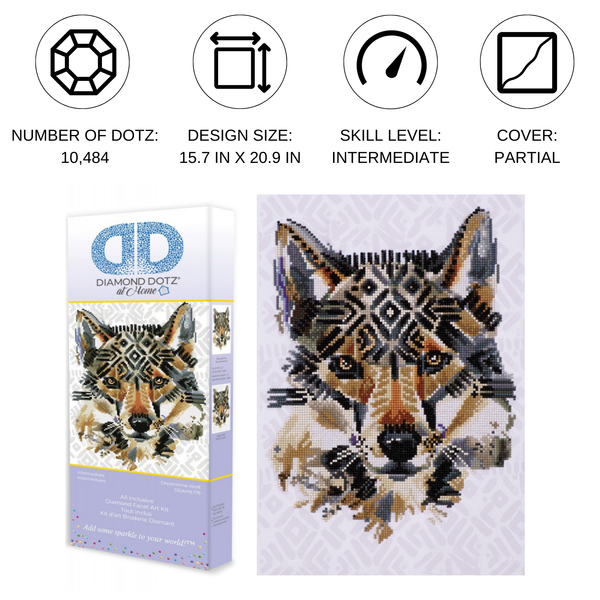 Dotz Diamond Dotz Dreamtime Wolf - 12.6" X 17.7"