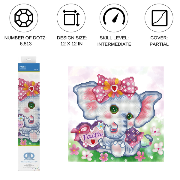 Dotz Diamond Dotz Faith Elephant - 11.8" X 11.8"